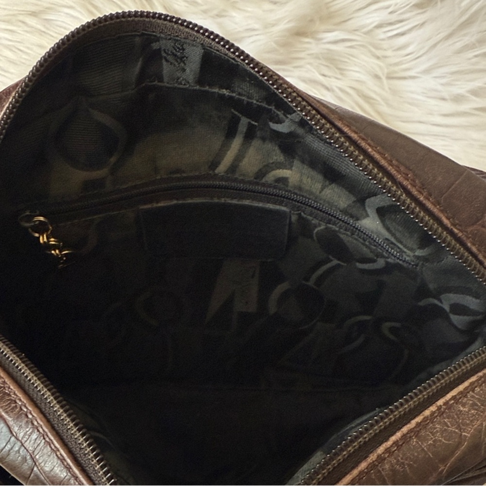 Salvatore Ferragamo Vara Brown Embossed Leather Designer Shoulder/ Crossbody Bag - Picture 12 of 16